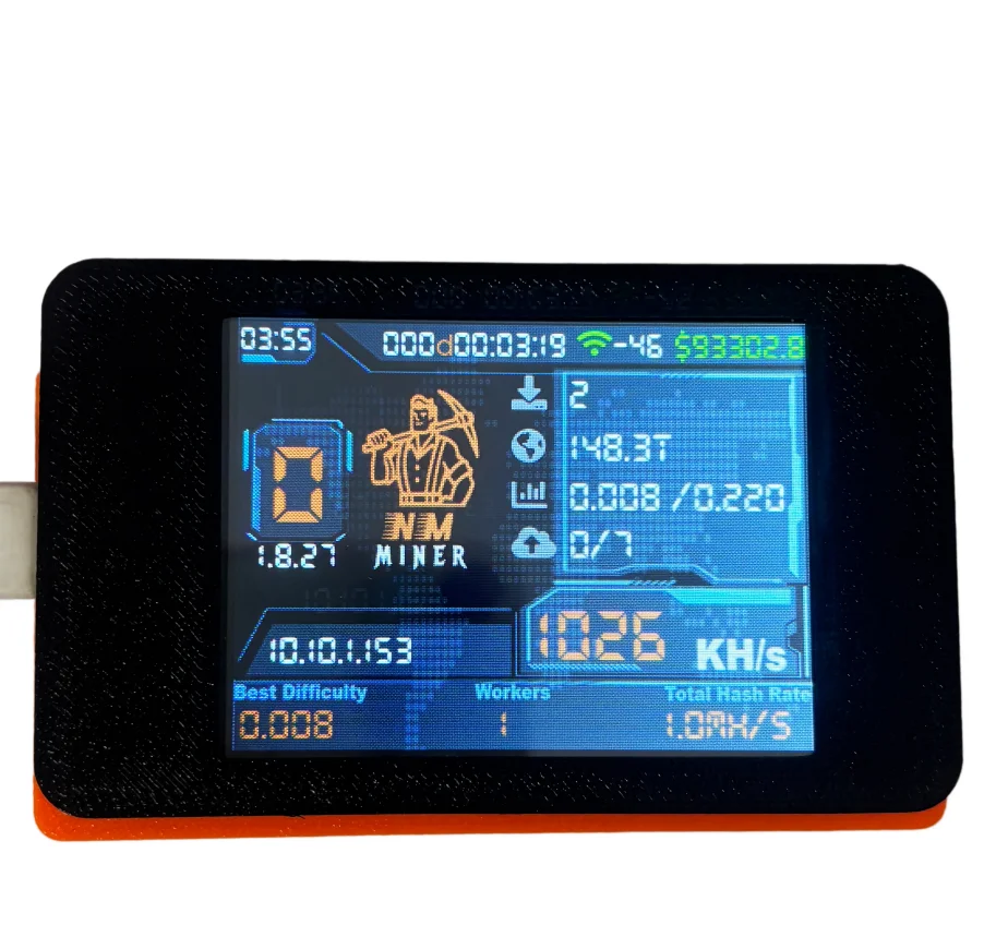 

Крипто-майнер NMMiner NerdMiner V2 с хешрейтом 960KH/s, ESP32, 2,8-дюймовым смарт-дисплеем, для соло-лотереи, модель ESP32-2432S028R Plus
