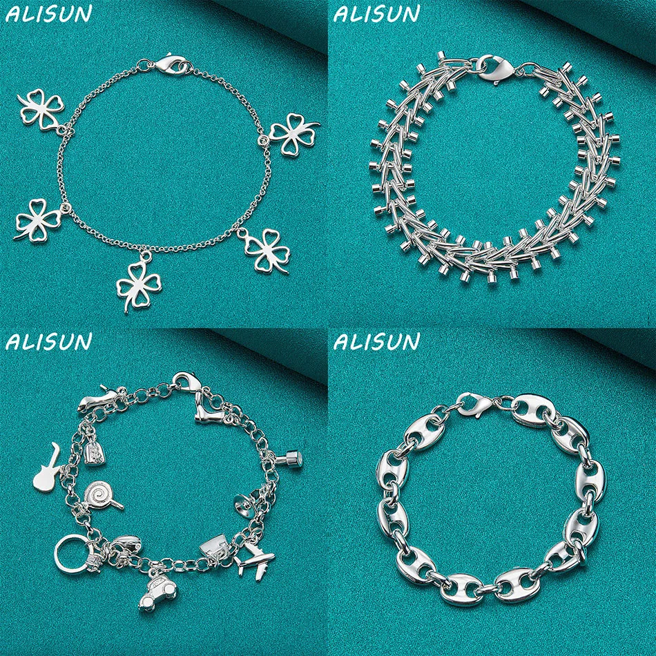

ALISUN 925 Sterling Silver Bracelet For Women Men Fashion Jewelry Charm Grace Noble Wedding Accessories