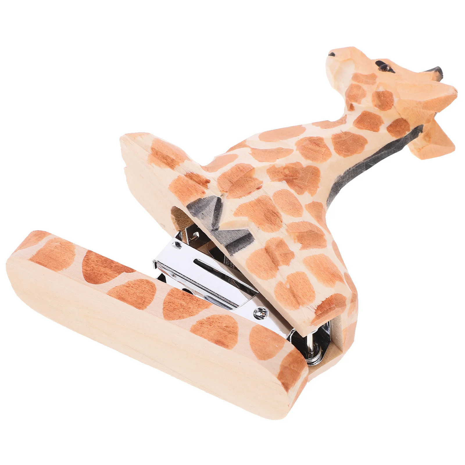 

Cartoon Animal Stapler Wooden Iron Material Desktop Decoration Office Stationery Reusable Paper Stapling Tool