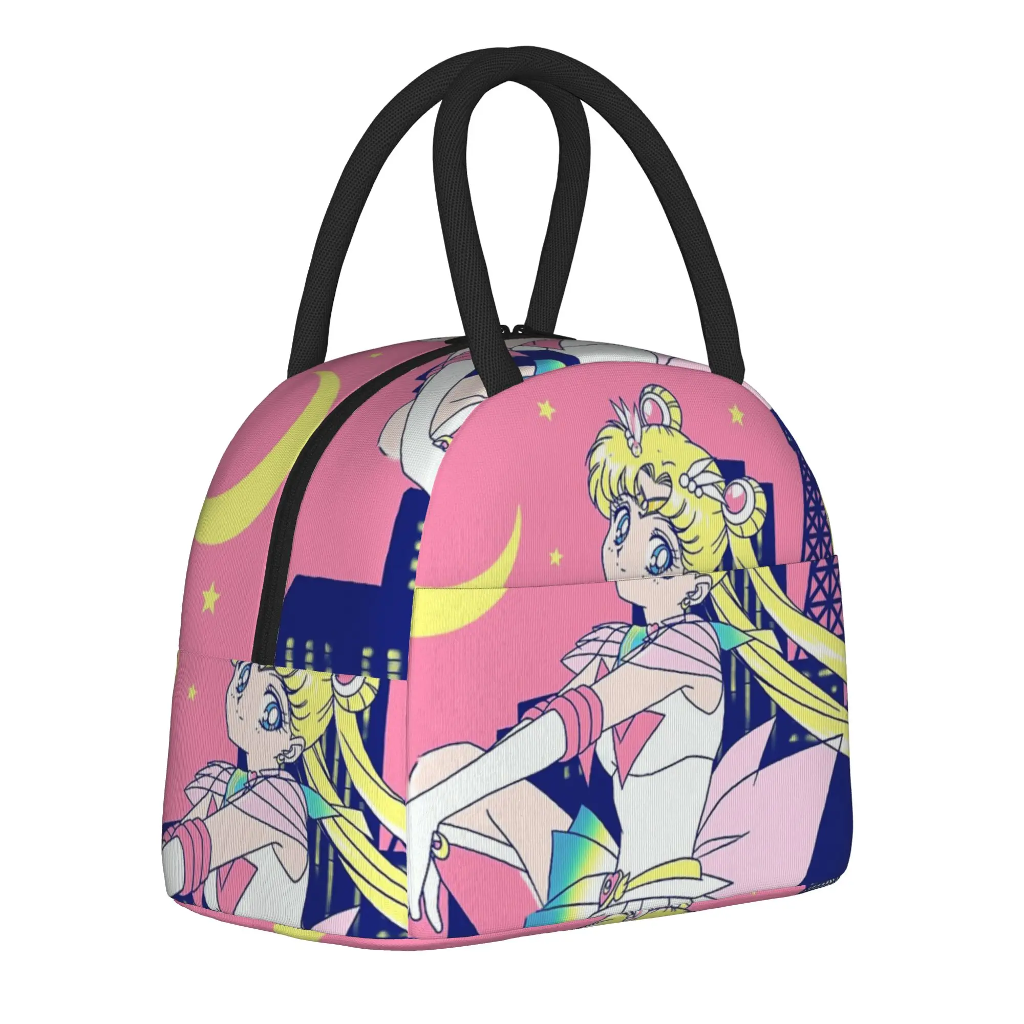 Super Sailor Moon Tokyo City  Insulated Lunch Bags Cooler Bag Meal Container Japanese Anime Leakproof Lunch Box Tote Bento Pouch
