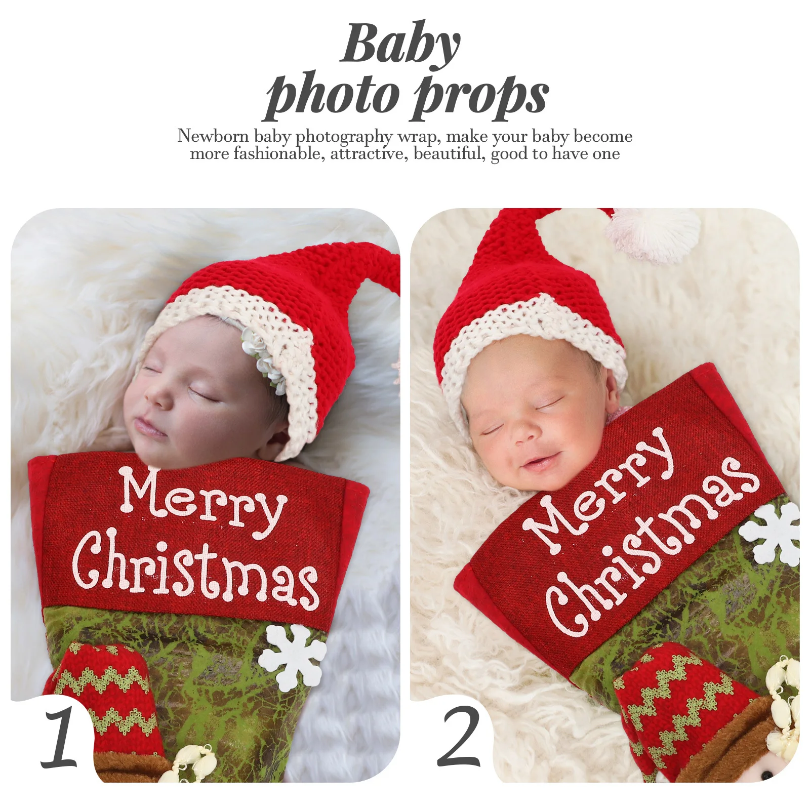 1 مجموعة عيد الميلاد الطفل كيس النوم عيد الميلاد صور الدعائم رائعتين الرضع قبعة رائعة الوليد زي مجموعة التصوير الدعامة