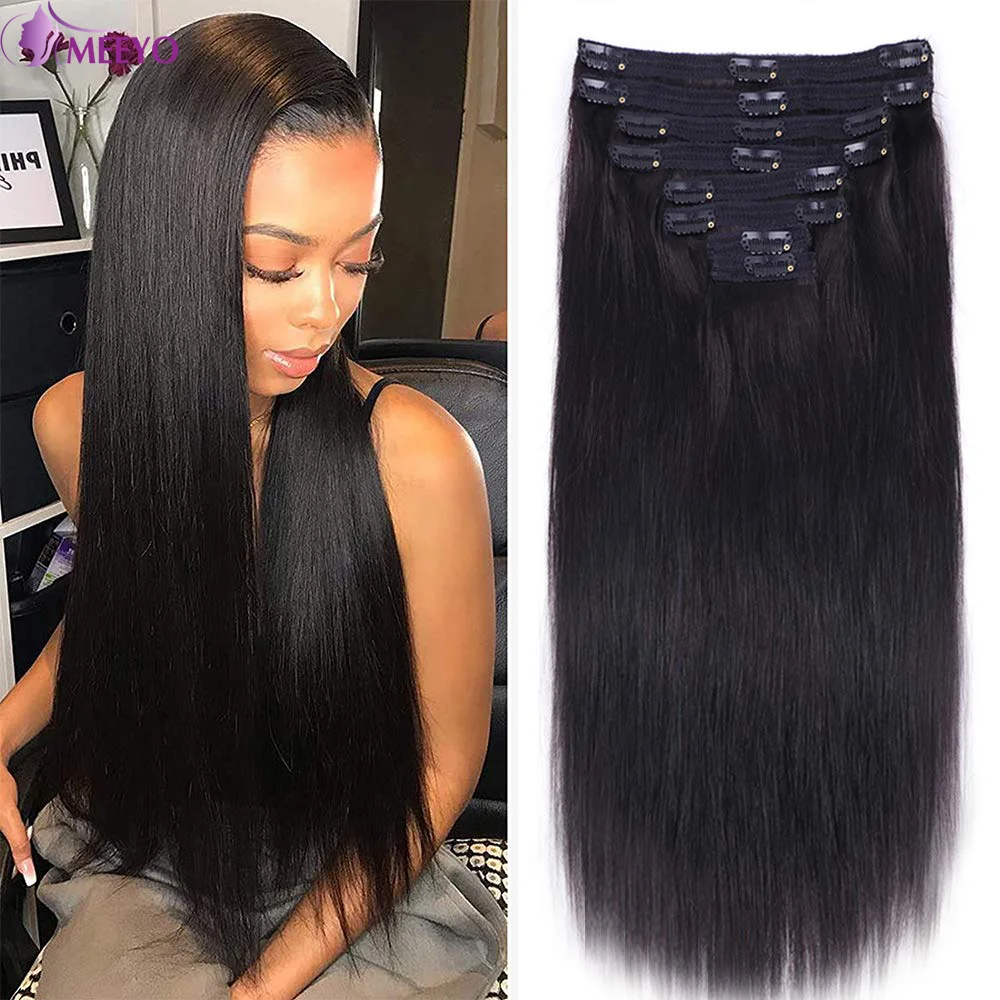 

Clip In Hair Extensions Human Hair Seamless Invisible Natural Straight Brazilian Virgin Human Hair Clip in Extensions For Women