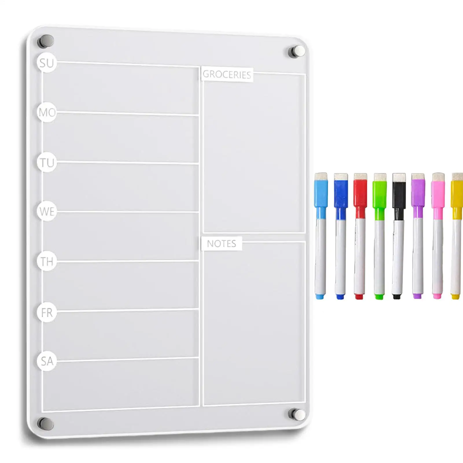Clear Dry Erase Board Acrylic Magnetic Erase Calendar Whiteboard Fridge Magnet Planner Board Reusable Memo Bulletin Whiteboard