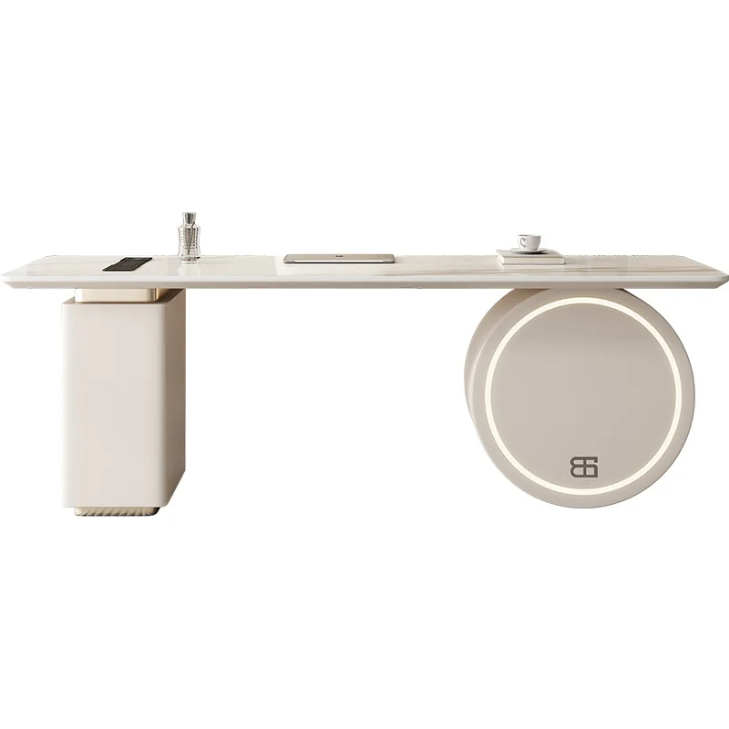 

Cream light luxury rock slab desk household modern simple study computer table beauty salon consultation