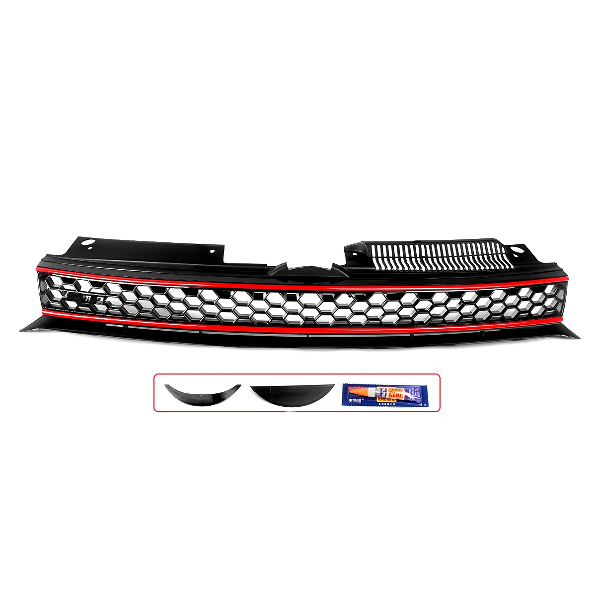 SAIQINGSP For Volkswagen MK6 Golf GTI Jetta Wagon 2010-2014 Front Grille Black W/ Red Trim Car Accessories Tools