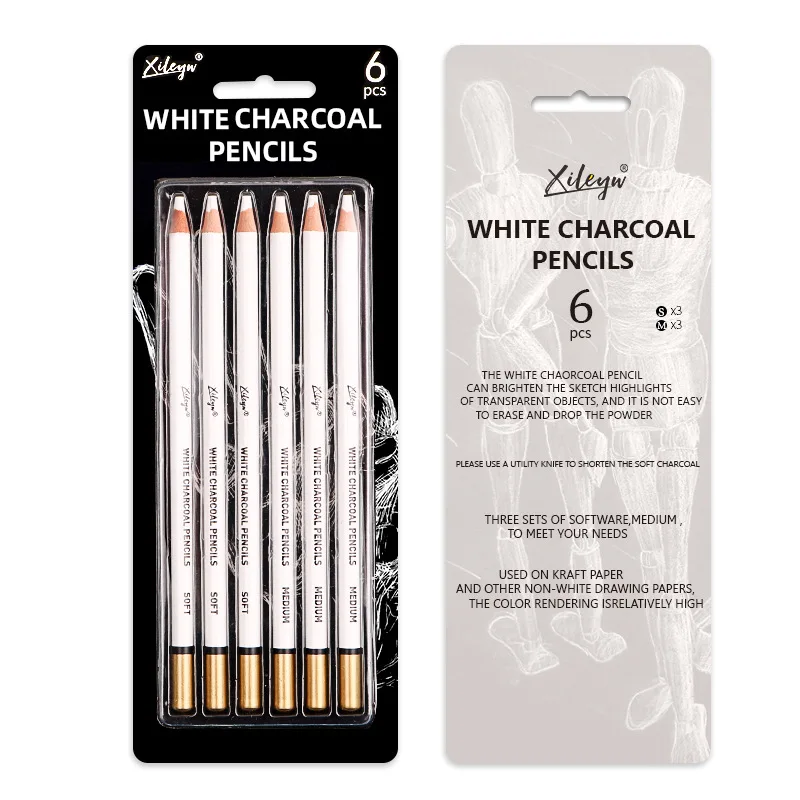 

6 Sets of Sketch White Carbon Pen Soft/Medium High Light Painting Finishing Line Special Art Brush School Stationery Supplies