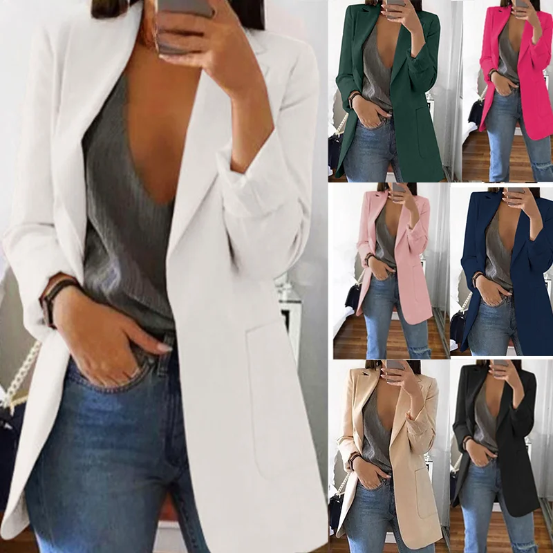 

Women's Suit Jacket Solid Color Long Sleeve Cardigan Formal Slim Jacket Fashion Casual Joker Overalls Jacket Women's Coat