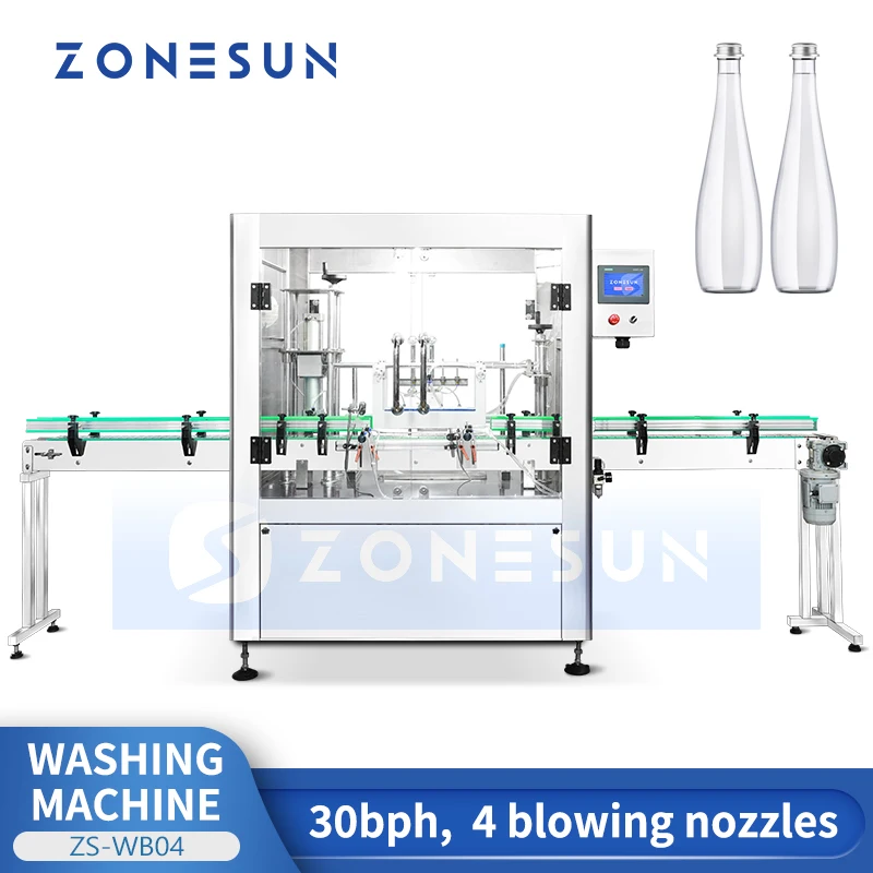 Zonesun ZS-WB04 Airjet Cleaning Machine Automatic Bottle Washer Industrial Bottle Washing Machine Glass Bottle Cleaning Machine