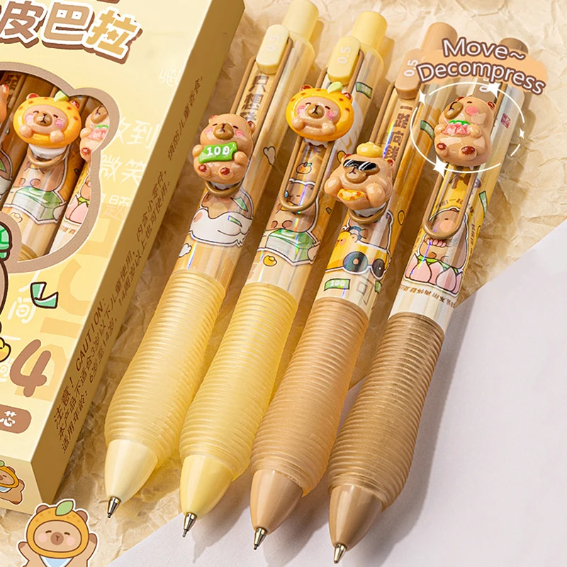 4Pcs Cartoon Capybara Astronaut Panda Automatic Pencil Cute Fashion Students Soft Touch Writing Pencil School Office Supplies