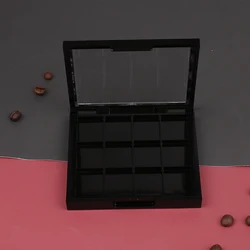 1 Piece 12 Lipstick Sample Box Black Mirror Eyeshadow Box Empty Box Empty Eyeshadow Powder Blush Container Palette Box