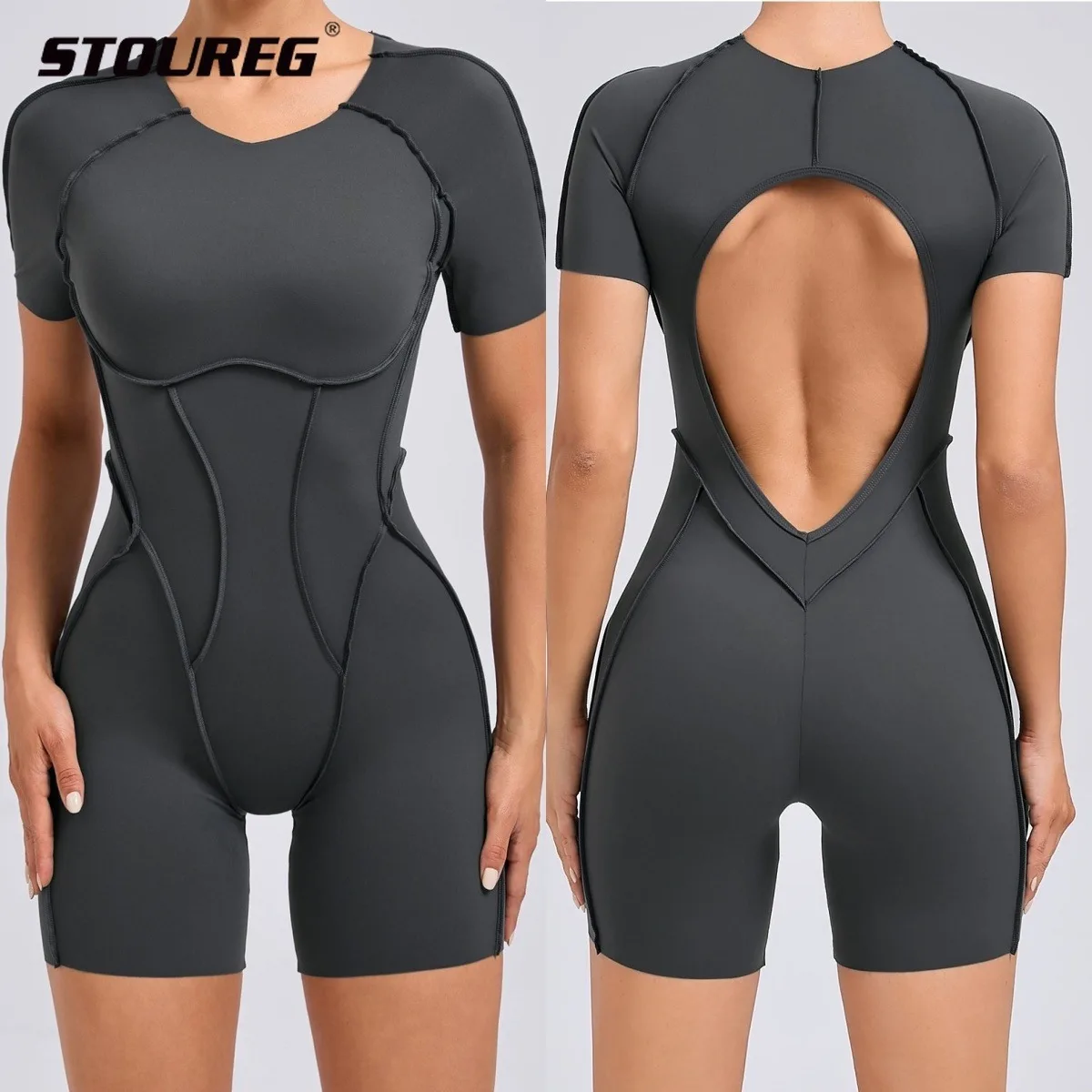 

New Autumn 3D Aesthetic Sports Jumpsuit Yoga Wear One-Piece Tight-Fitting Short-Sleeve Backless Jumpsuit Fitness Clothing