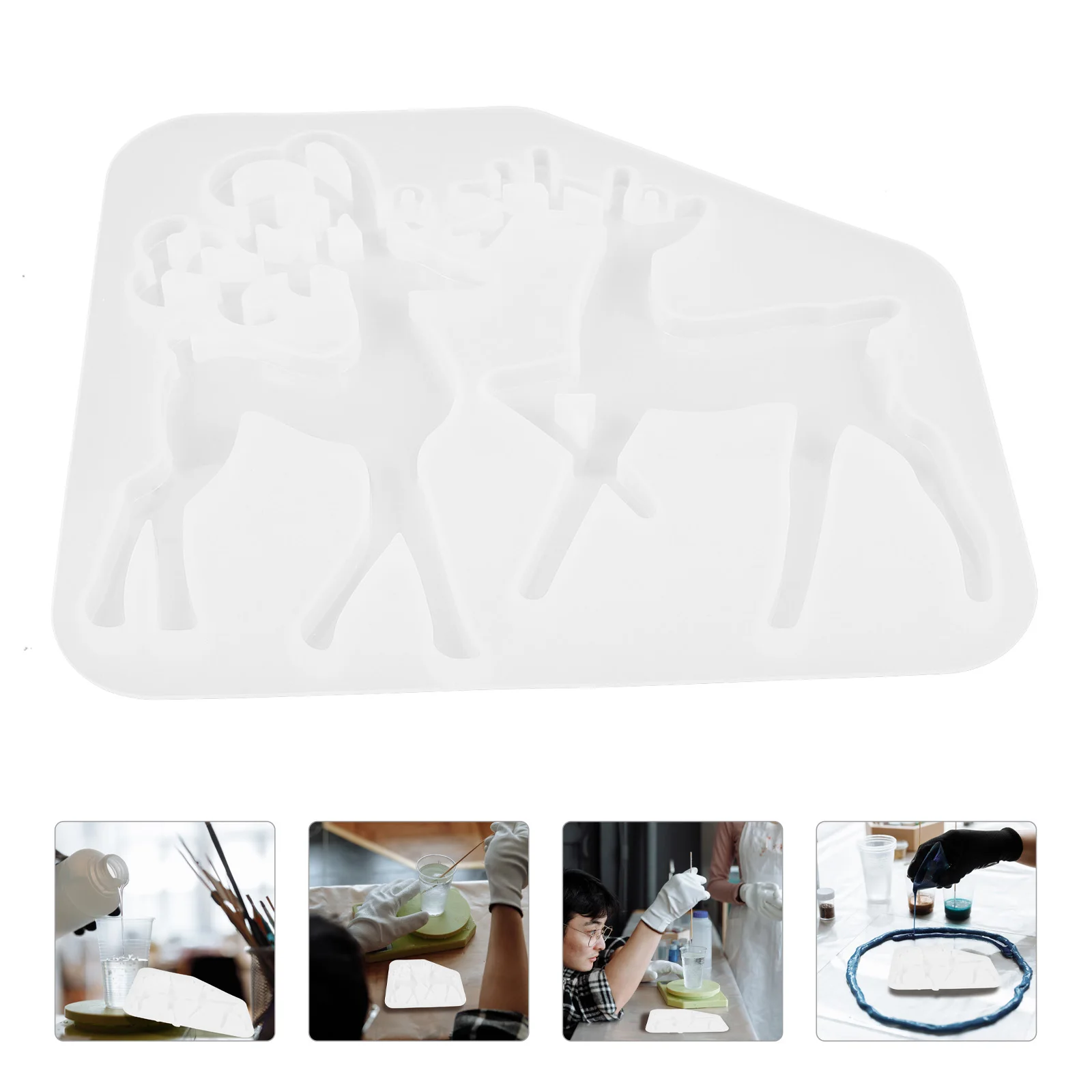 

Christmas Elk Keychain Pendant Molds Silica Gel DIY Craft Non Stick Flexible Silicone Jewelry Accessories Mold