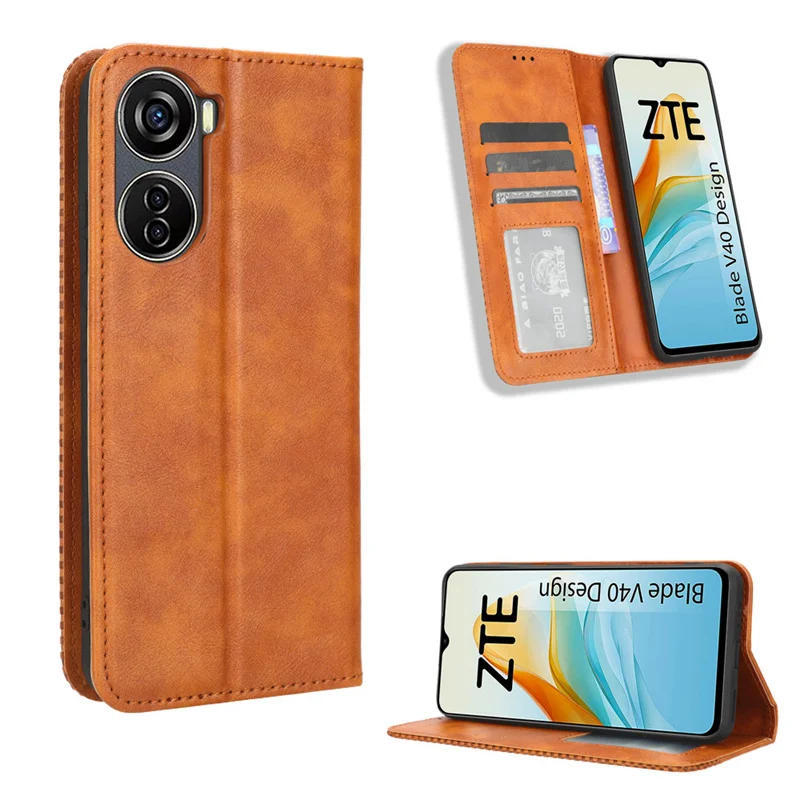 Para ZTE Blade V40 diseño de lujo Flip PU Cartera de cuero funda de adsorción magnética para ZTE BladeV40 diseño ZTE 8046 bolsas de teléfono