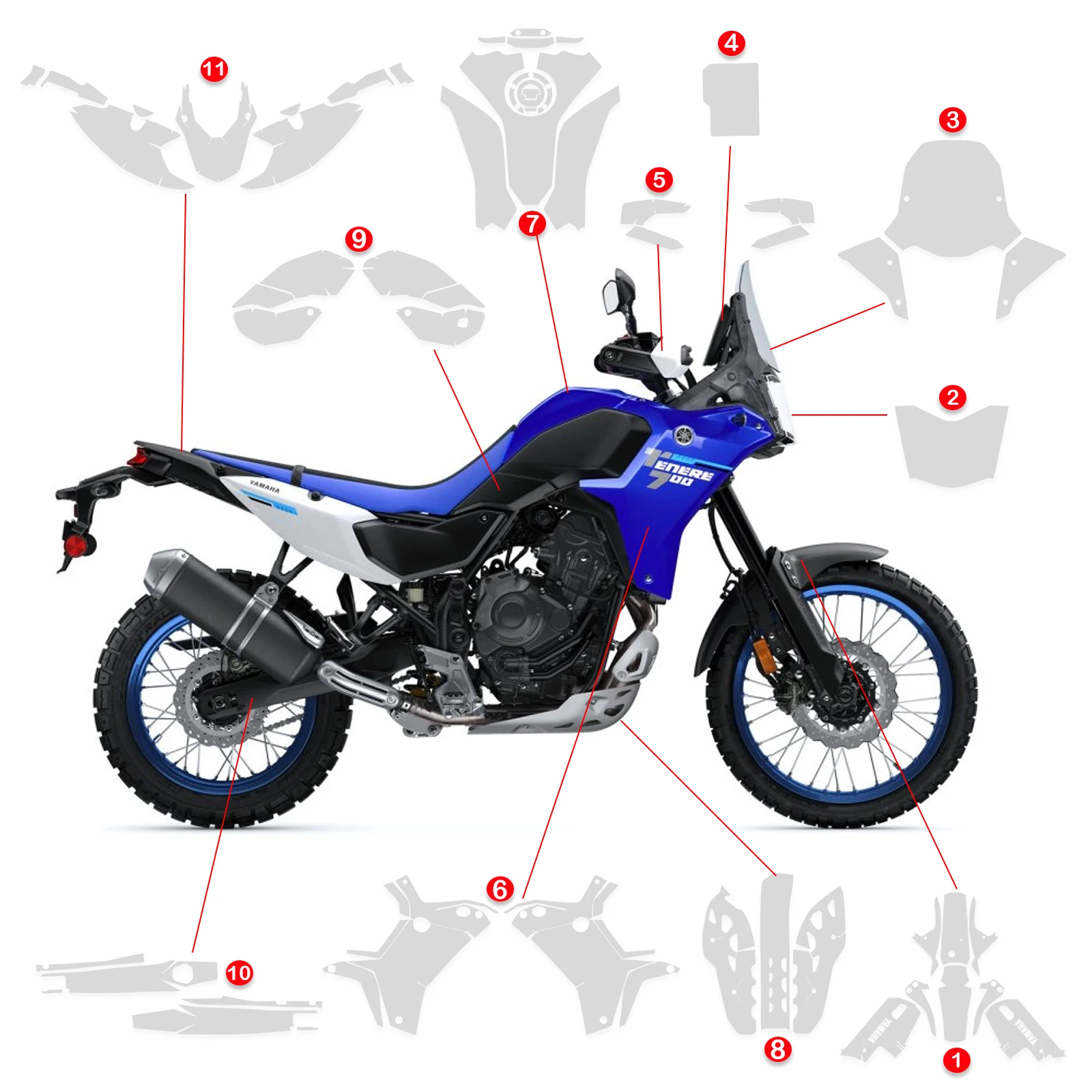 PPF TPU For YAMAHA TENERE 700 2025 Paint Protective Film T700 Motorcycle GLOSSY MATTE Transparent Protection Film BodyKIT