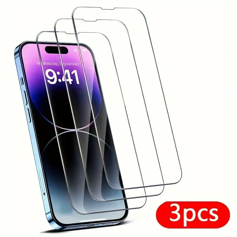 3PCS Full Cover Tempered Glass Screen Protector For iPhone 11 12 13 14 15 16 Pro Max Protection Glass For iPhone 14 15 16 Plus