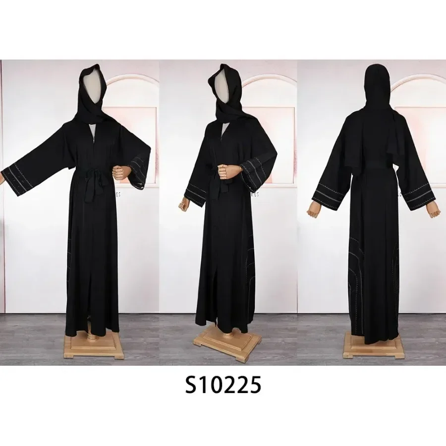 Kleidung für muslimische Frauen schwarz Abaya Dubai muslimischen Hijab Kleid Kaftan Langarm Kimono Robe Femme Abaya Outfits muslimisches Kleid