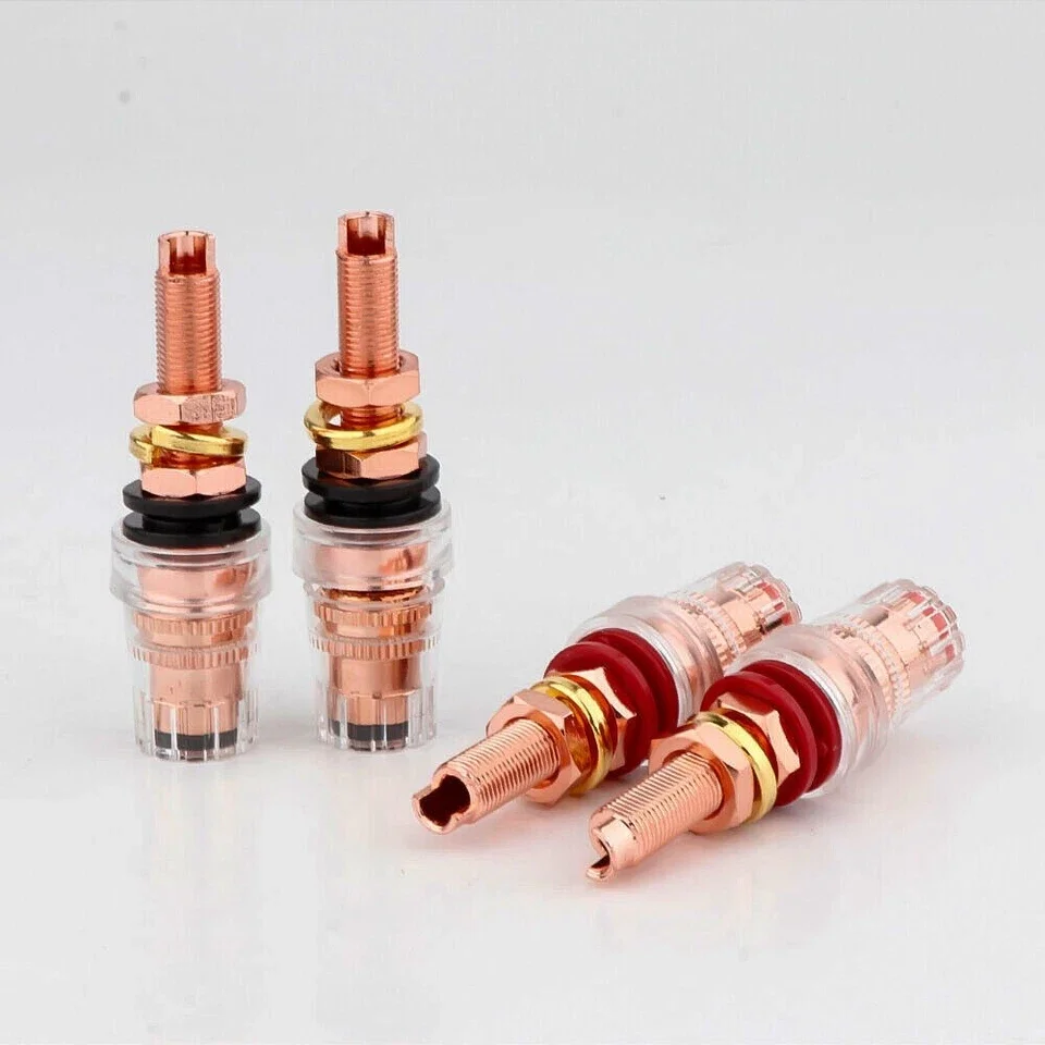 4PCS Hi-End Pure Red Copper Plated Hifi audio Amplifier Speaker Banana Plug Female Terminal Binding Post Socket