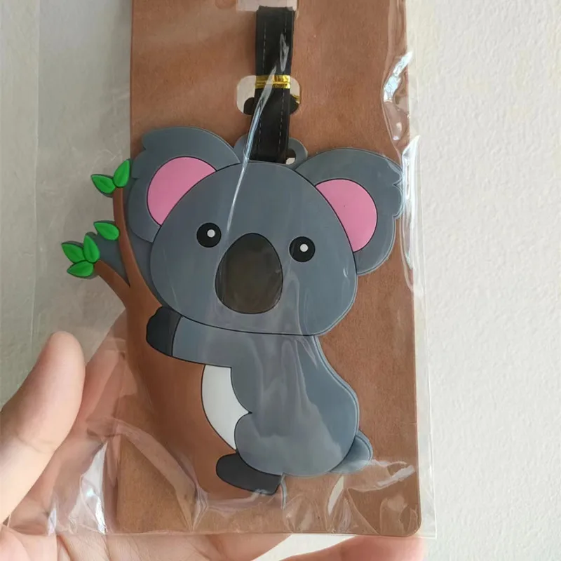 Etiquetas de equipaje de dibujos animados (mono, koala, gato), soporte para maleta, accesorios de viaje, etiqueta de identificación y dirección, etiqueta portátil de gel de sílice, etiqueta de equipaje para perro