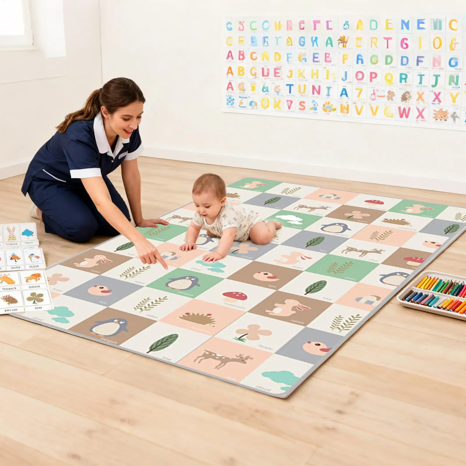 

Складной детский игровой коврик, детский двусторонний защитный коврик с узором, нескользящий ковер для занятий, детский обучающий коврик для занятий