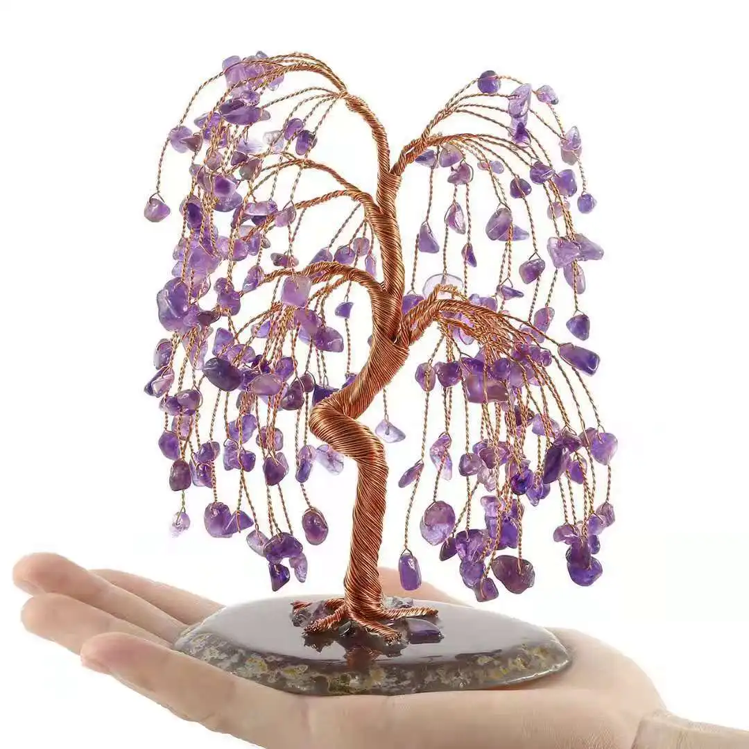 

Crystal Tree for Home and Office Decoration,A Variety of Raw Stone,Weeping Willow Tree Crafts, Wedding Housewarming Gift Plant