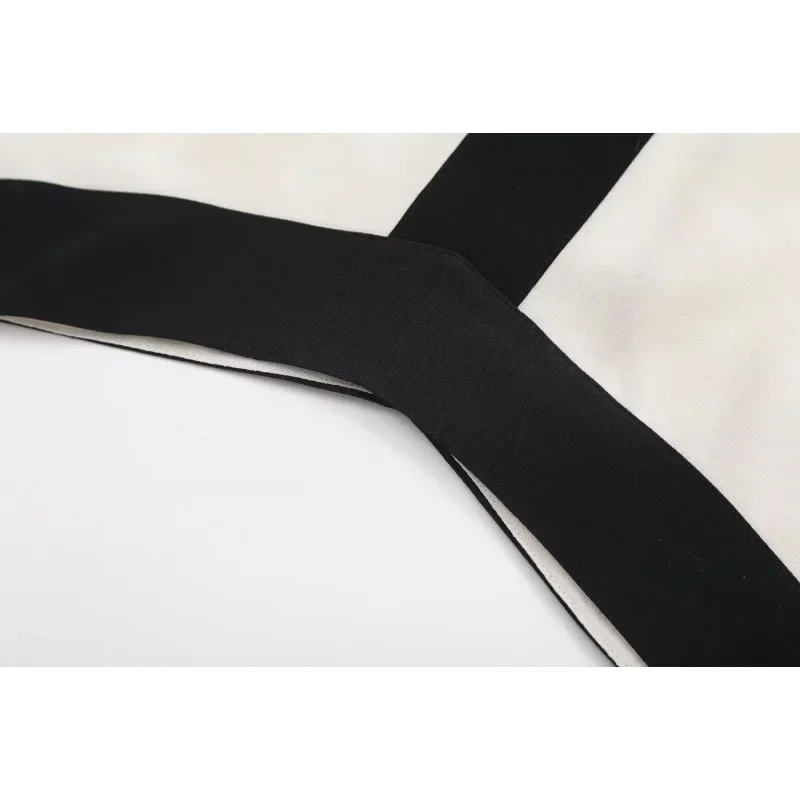 Novedad de verano, vestidos de mujer a la moda con cuello en V, rayas contrastantes, vestido con tirantes de longitud media para mujer