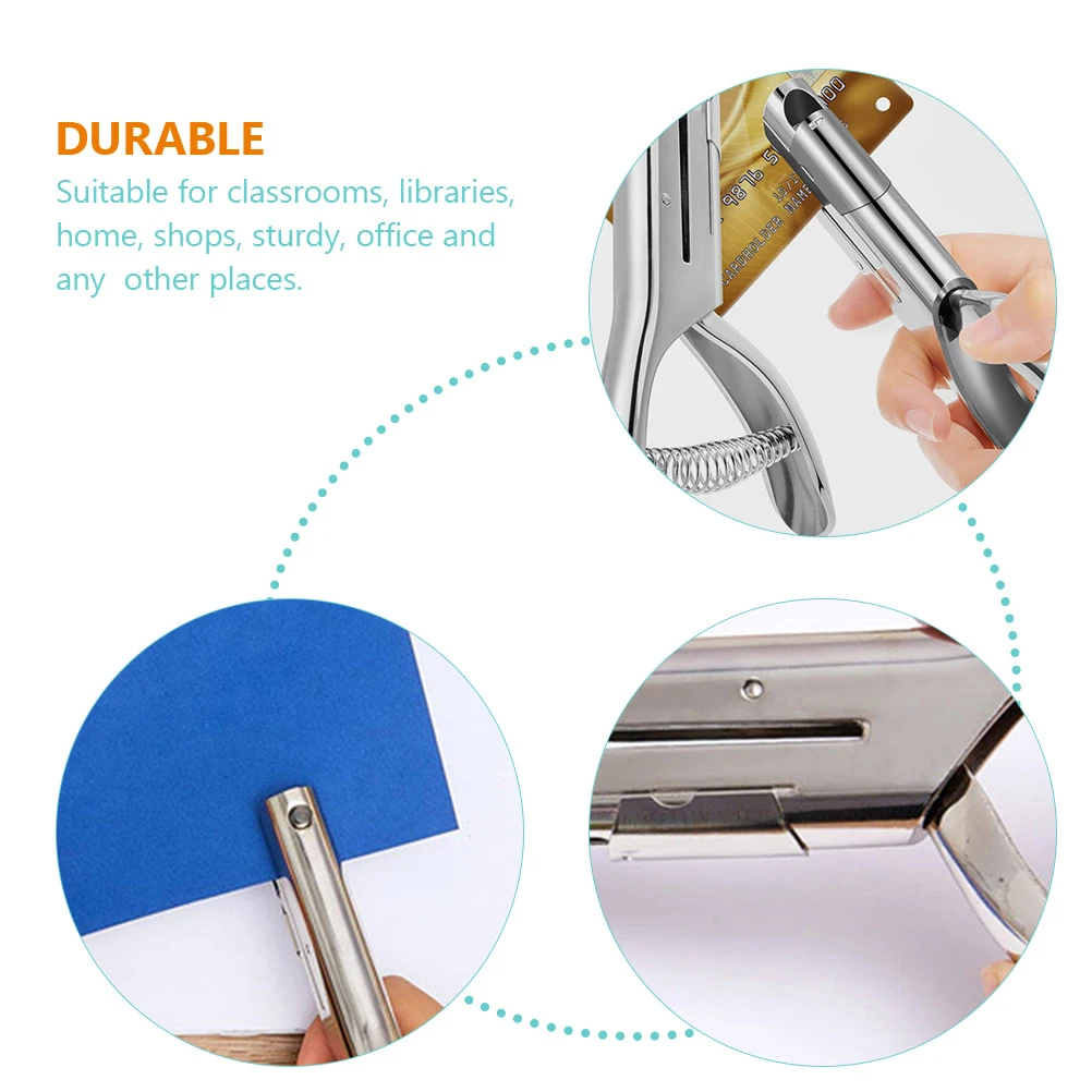 

Single Hole Punch Machine Zinc Alloy Paper Puncher 2mm Thickness PVC Card Silver DIY Office Supplies Tool