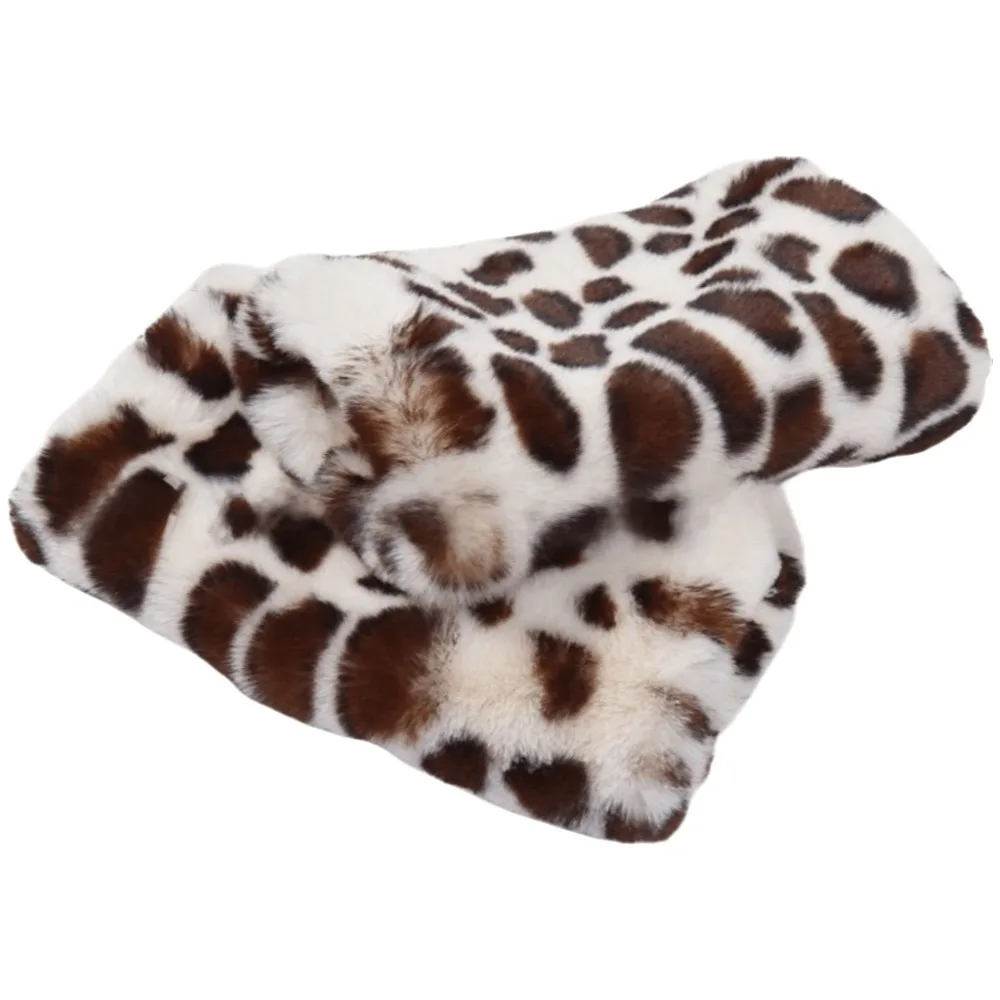 Cute Thickened Fingerless Furry Gloves Elastic Cuff Fleece Lined Half Finger Mittens Washable Warm Keeping Wrist Sleeve Ladies