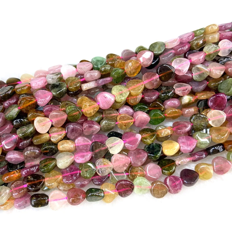 Natural Mix color Tourmaline Stone Beads 15'' Hear Shape Beads For Jewelry Making Beads DIY Girl Necklace Earring Bracelate Gift