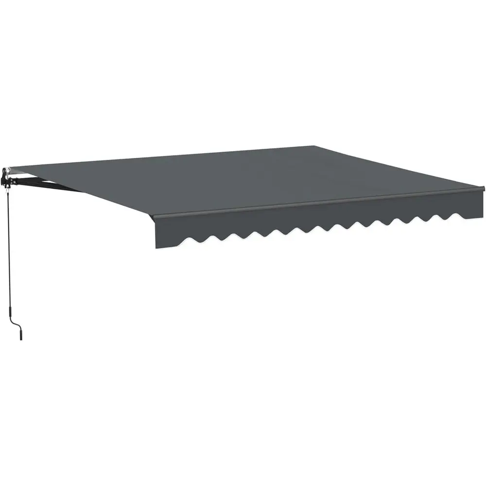 

Patio Awning 12x10 eet Manual Black e Awning, UV-Protected Sunshade with Hand Crank and Durablor Deck, Porch, Backyard - Caribbe