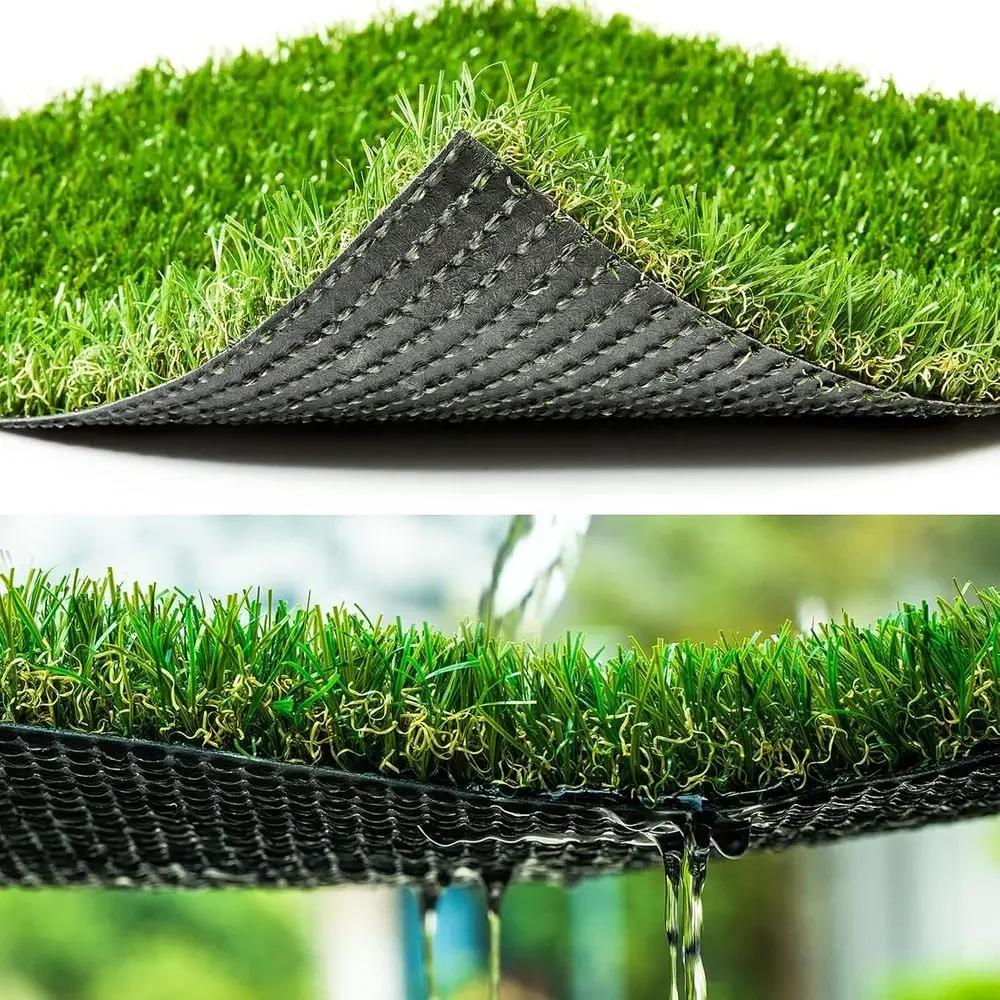 Thick Synthetic Grass Rug 7ft x 15ft, Drainage-Enabled Artificial Turf for Outdoor, Garden, Patio, Balcony, Pet Area, 1.38 Pile