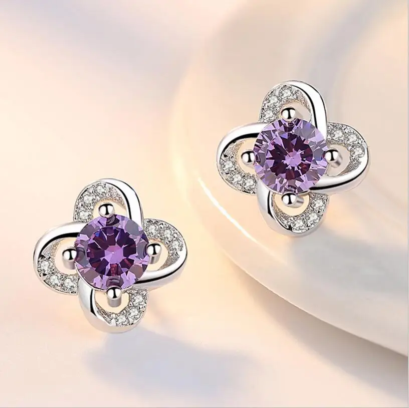 Real Moissanite Diamond Stud Earrings D Color 0.5ct 925 Sterling Silver Clover Earrings Wedding Fine Jewelry for Women