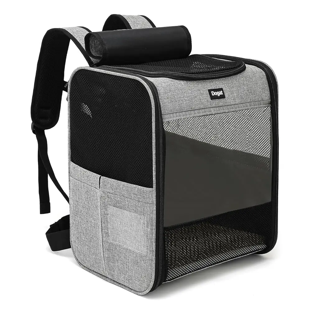 Dogat Haustier-Rucksack XL – Atmungsaktiver Katzen-/Hunde-Transporter bis 10kg mit Mesh-Fenster, faltbar