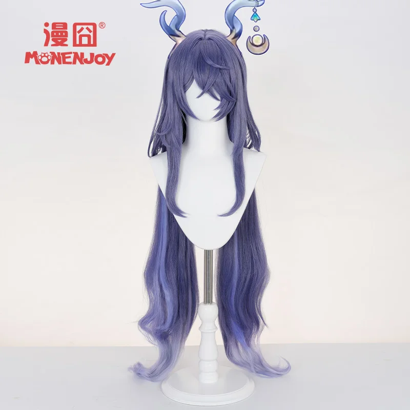 Game Genshin Impact Lauma Cosplay Pruik Lauma Lang Haar Blauwachtig Violet Hoogtepunten Pruik Voor Hallowmas Party Volwassen Vrouwen Mannen Rekwisieten