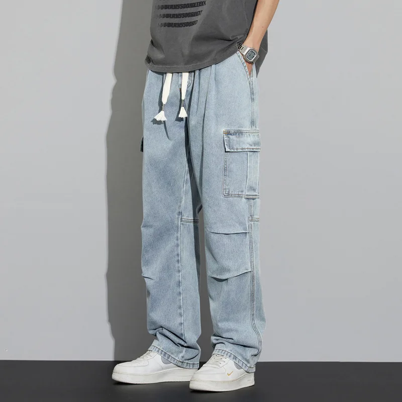 

Summer American Straight Jeans, Men's Casual and Versatile, Wide-leg High Street Loose Cargo Pants, Men's Pants