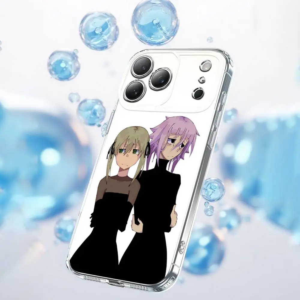 S-Soul Eater Evans Albarn Crona Capa de telefone para iPhone 17,16,15,14,13,12,11 Plus, Pro, Max, Plus, E, SE4, Air, Mini transparente
