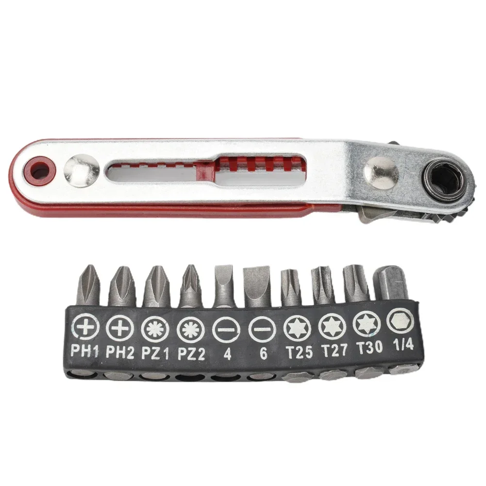 Hand Tools Screwdriver Bit Home Small Ratchet Wrench With Bit Set 16 Teeth Elbow Head Screwdriver Handle Brand New