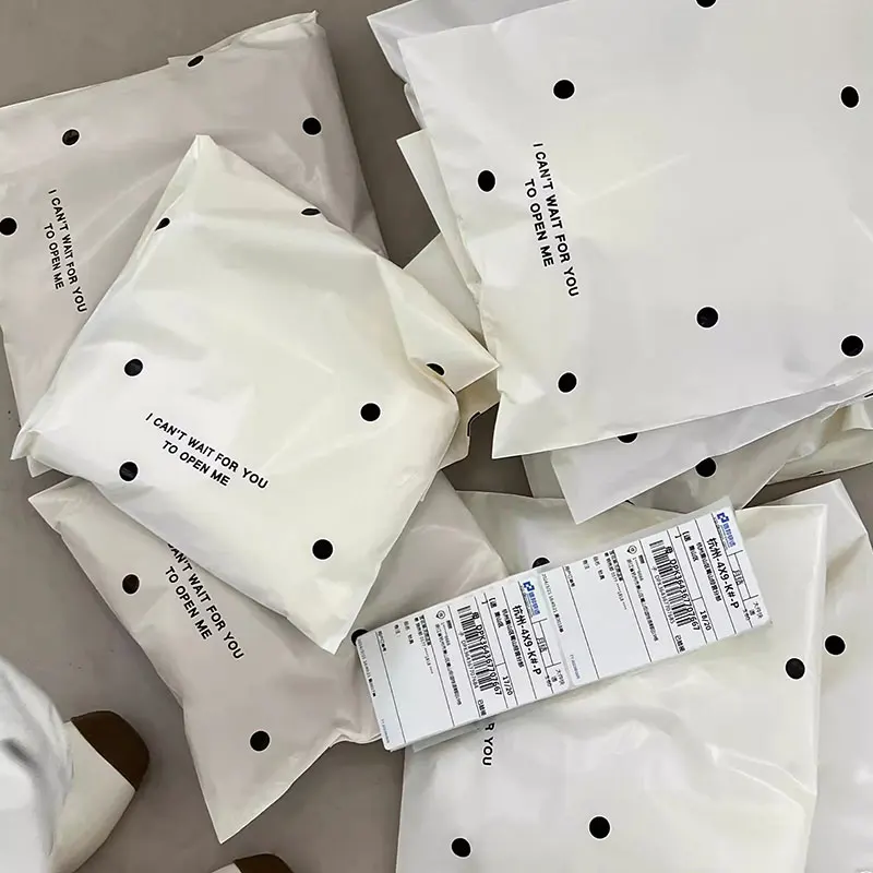 50Pcs White Dot Envelope Courier Bags Self Adhesive Poly Waterproof Clothing Shipping Delivery Parcel Ecommerce Mailing Bags