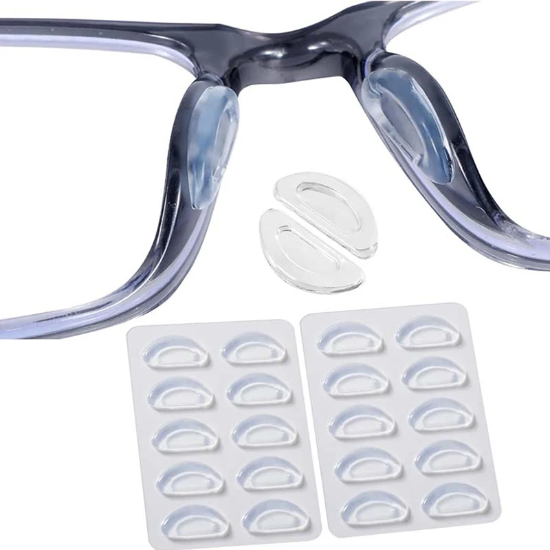 5 Paar Brillen-Nasenpolster mit Anti-Rutsch-Funktion, Weiche Silikon-Klebepads für Brillen mit Kunststoffrahmen und Sonnenbrillen (Schwarz/Weiß) – Detail 6