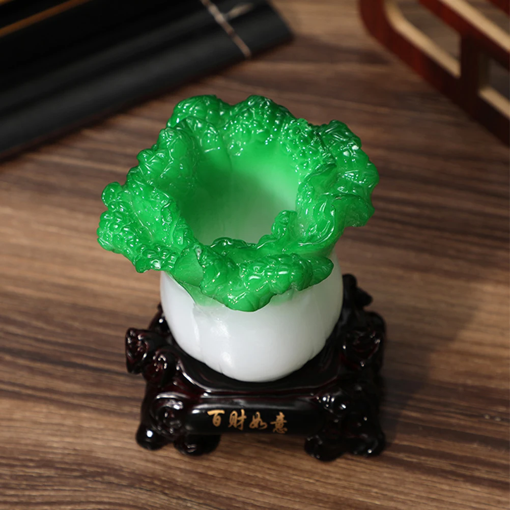 

Large Capacity Resin Pen Holder Creative Chinese Cabbage Shape Desktop Organizer for Office School Desk Storage Decorative