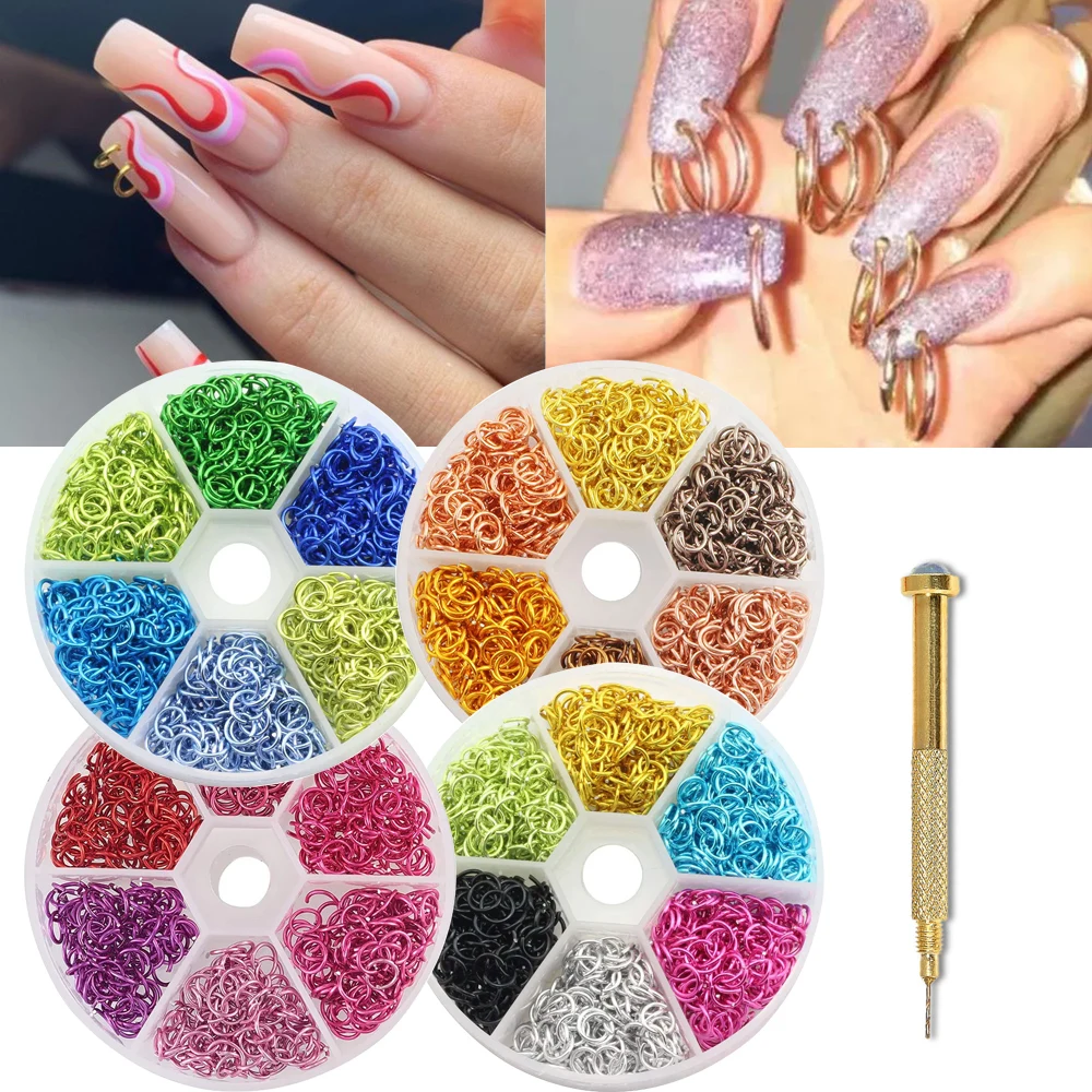 

Colorful Aluminum Wire Open Jump Rings Nail Art Charms Decoration And False Tips Piercing Tool Jewelry Connect Hoop Nails Tools