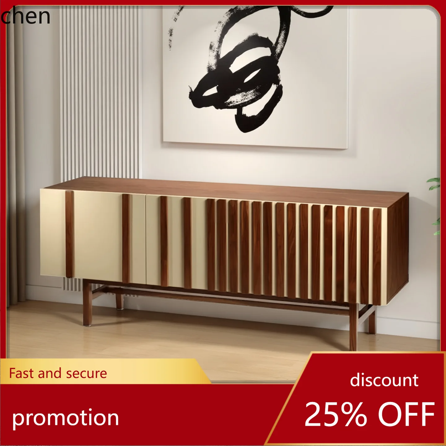 

HT Minimalist Piano Lacquer Sideboard Modern Simple Storage Organizer Solid Wood Entryway Wine Cabinet Tea Cabinet