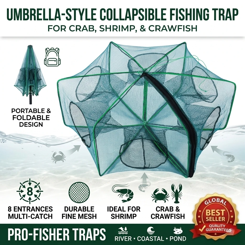 

1Pc Collapsible Fishing Trap Foldable Crab Net Lightweight Portable Fishing Basket For Shrimp Crawfish River Coastal Fishing