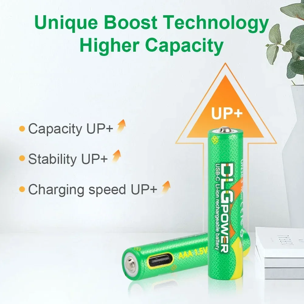 DLGpower USB Li-ion AAA 1.5V Rechargeable Battery aaa 1000mWh Lithium Batteries for Toys Remote Control Mouse Flashlight