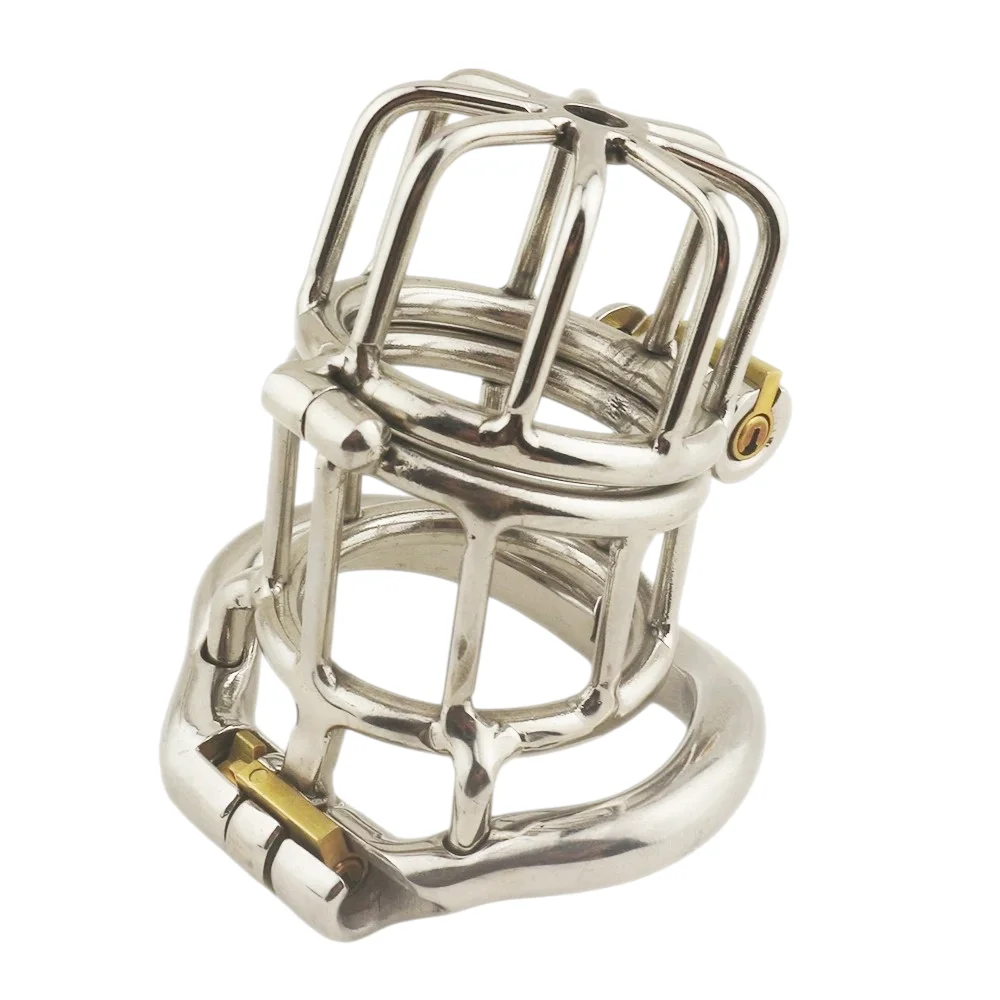 Male Cock Cage Stainless Steel Chastity Devices Penisring Scrotum Restraints Gear with Stealth Lock Metal Ball Cage Sextoy Men