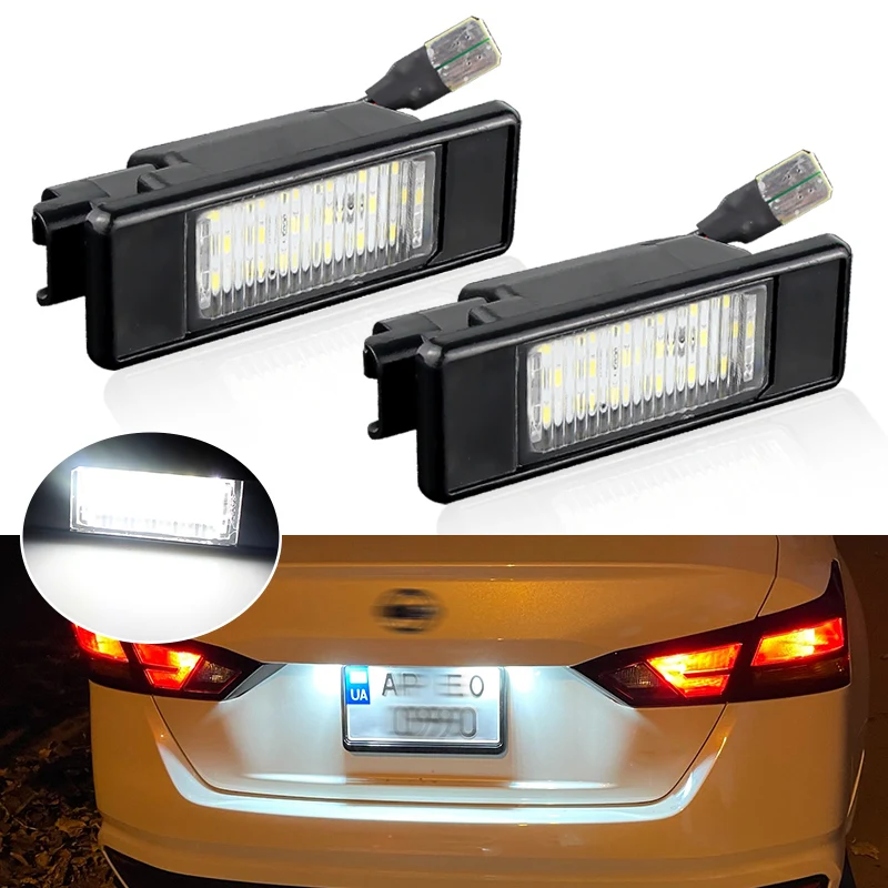 2Pcs Error Free White LED License Plate light For Nissan X-Trail T30 T31 Qashqai J10 J11 Primera P12 Pathfinder R51 Juke F15