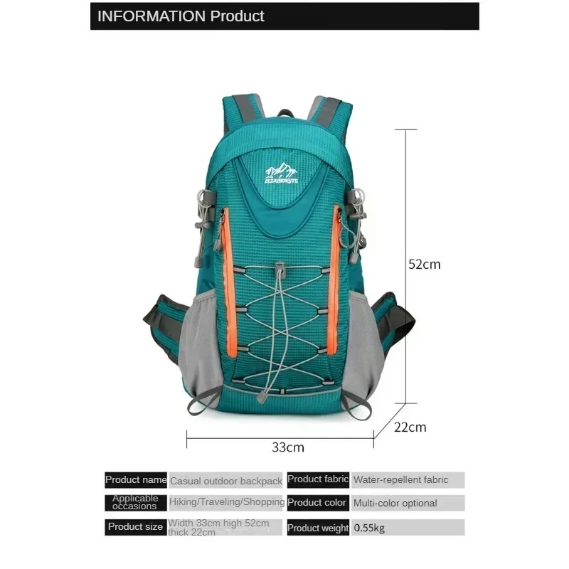 Mochila de senderismo impermeable multifuncional de gran capacidad, diseño reflectante nocturno, 50L