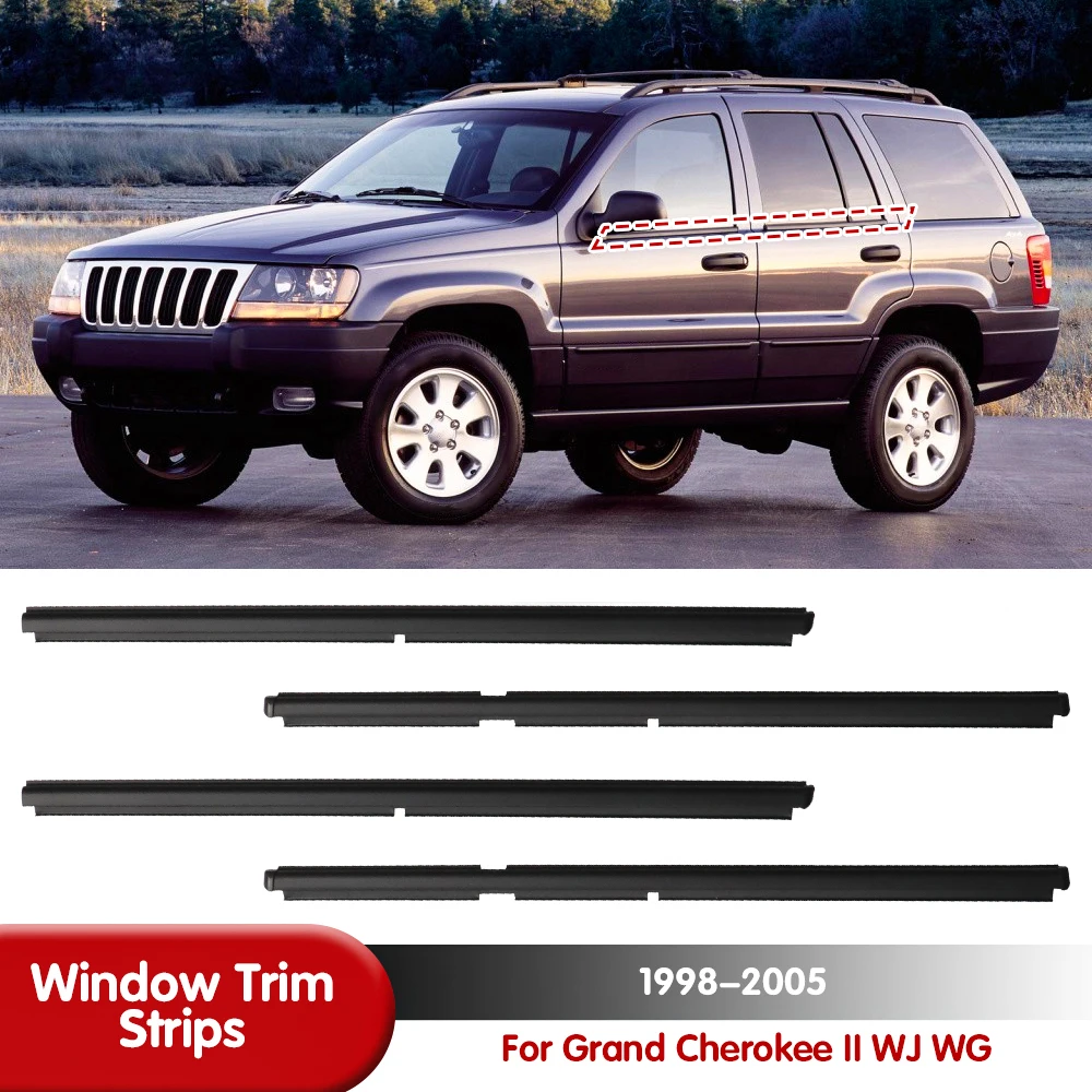 

For Grand Cherokee II WJ WG 4Pcs 1998-2005 Front Rear Window Weatherstrip Belt Trim 55135890AF 55135891AF 55135878AF 55135879AF