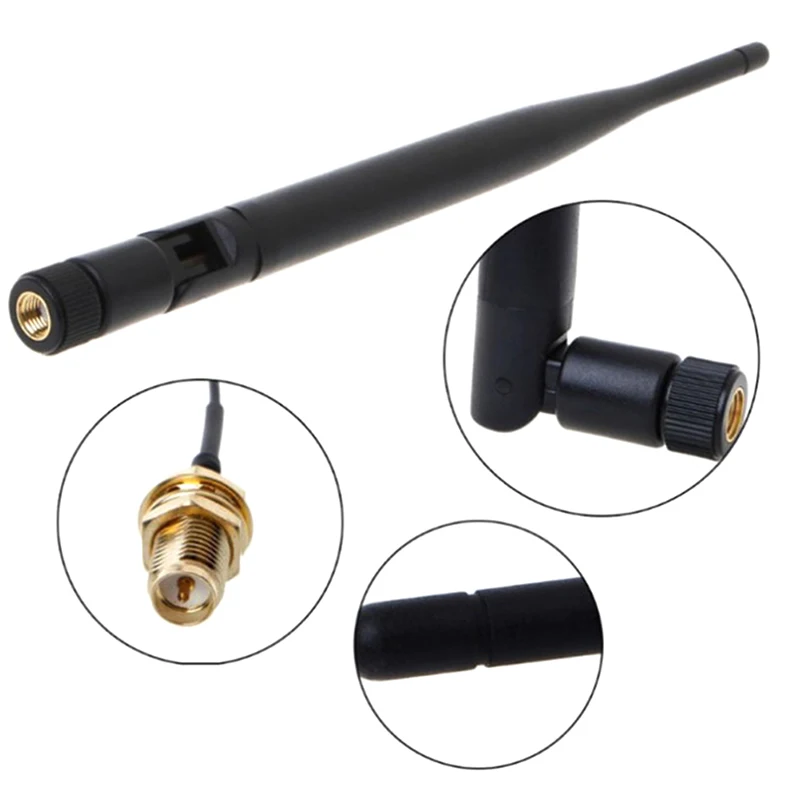 1Pc 5dBi 2.4GHz 5GHz Dual Band WiFi RP-SMA Antenna With  21cm Length U.FL/IPEX To RP SMA Pigtail Cable