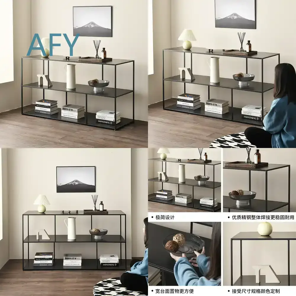 Iron Bookshelf for Nordic Style Living Room Low Bookcase Floor Standing Storage Shelf Modern Minimalist Office Display Rack