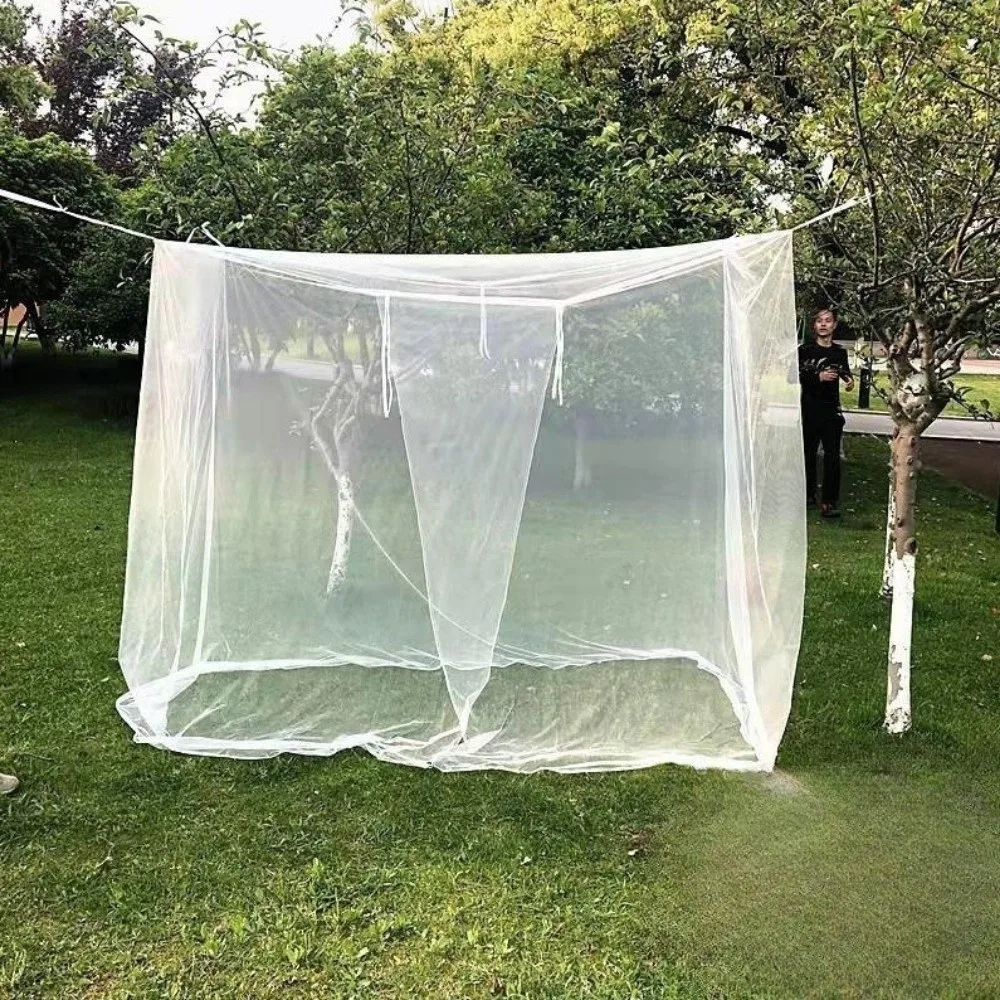 Outdoor Sexy Mosquito Nets Mesh Durable White Canopy Net Double Size Square Mosquito Net Tent Palace Four Door King/Queen